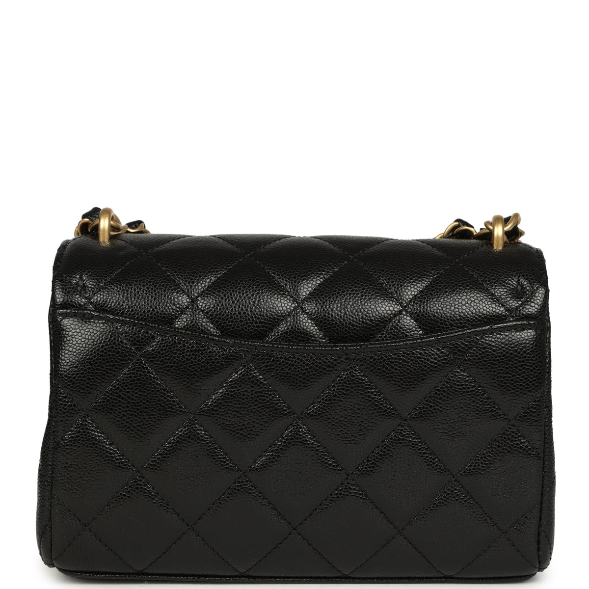 Chanel Mini "CC Vibe" Flap Bag Black Shiny Caviar Brushed Gold Hardware