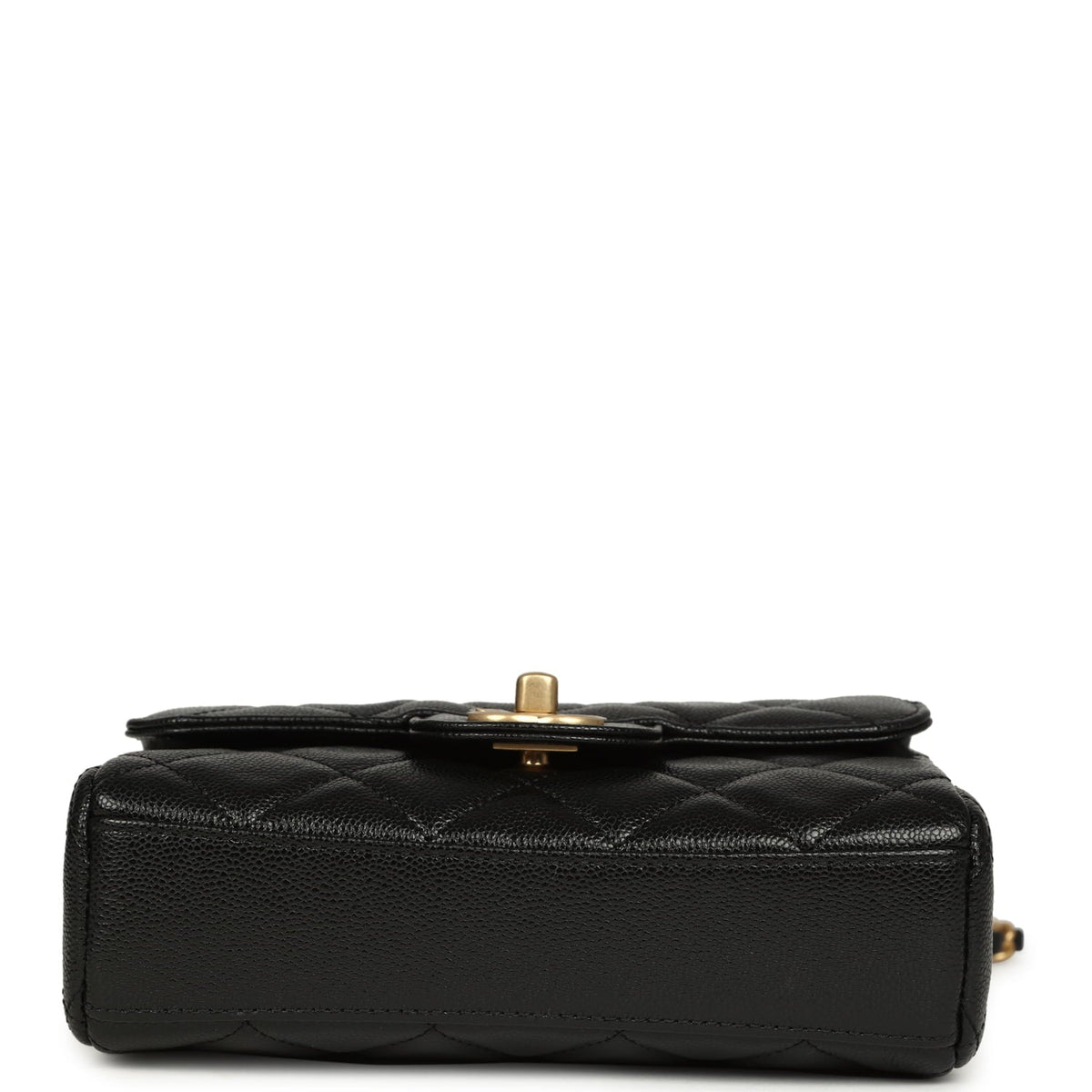 Chanel Mini "CC Vibe" Flap Bag Black Shiny Caviar Brushed Gold Hardware