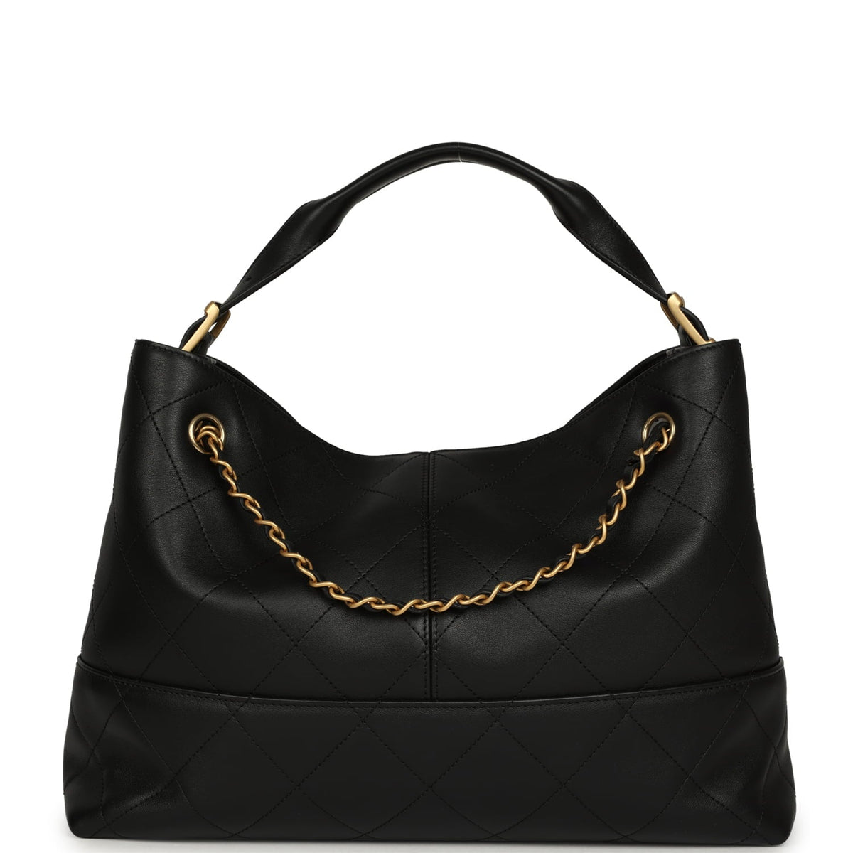 Chanel Small Coco Hobo Bag Black Calfskin Antique Gold Hardware