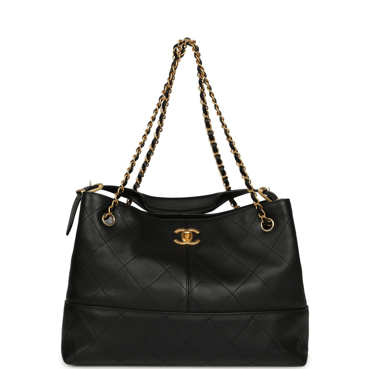 Chanel Small Coco Hobo Bag Black Calfskin Antique Gold Hardware