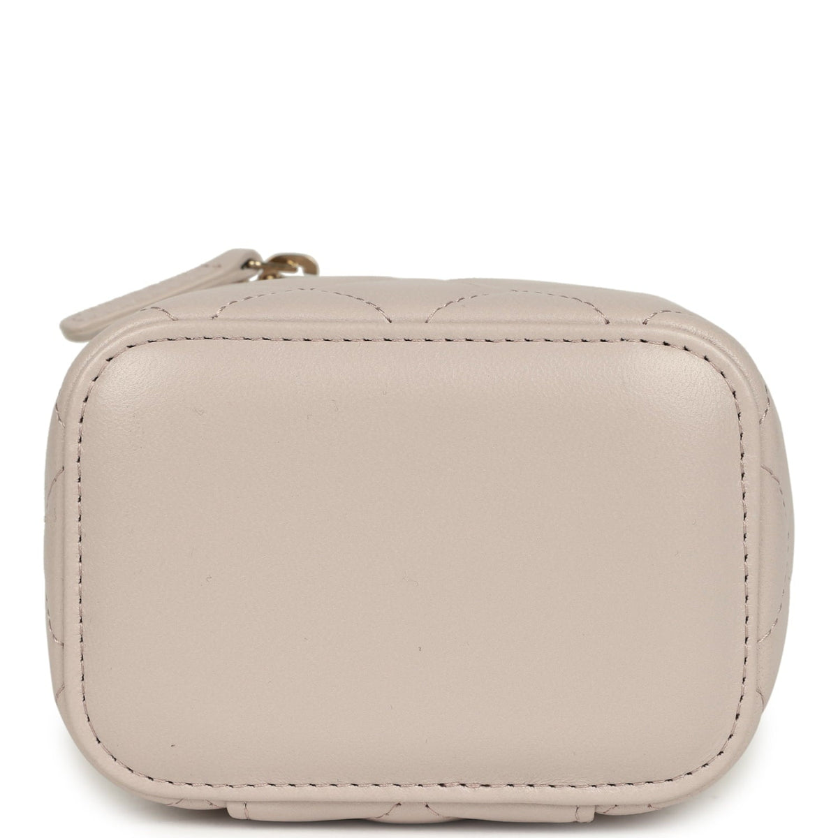 Chanel Mini Pearl Crush Vanity Case Light Grey Lambskin Brushed Gold Hardware