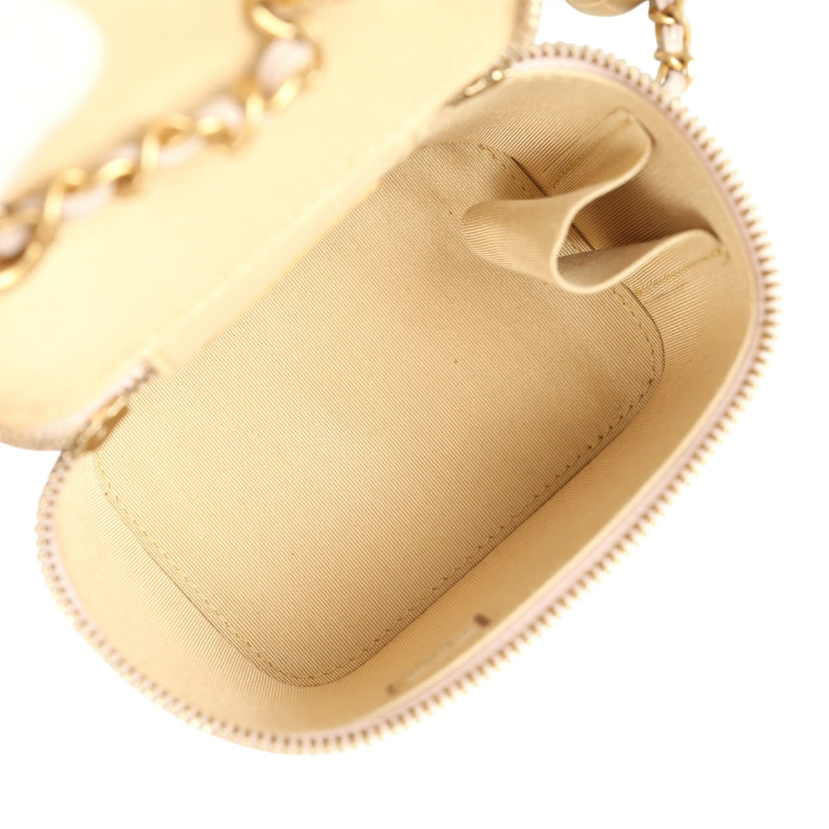 Chanel Mini Pearl Crush Vanity Case Light Grey Lambskin Brushed Gold Hardware