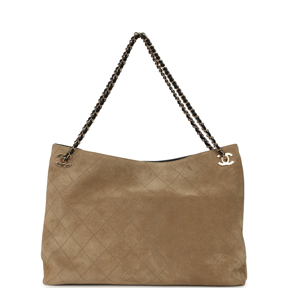 Chanel Large "Eyes on You" CC Shopping Bag Dark Beige Suede Gold Hardware