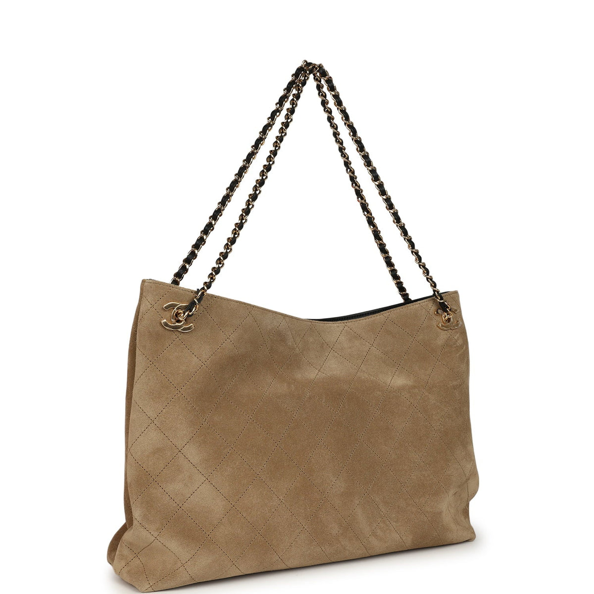 Chanel Large "Eyes on You" CC Shopping Bag Dark Beige Suede Gold Hardware