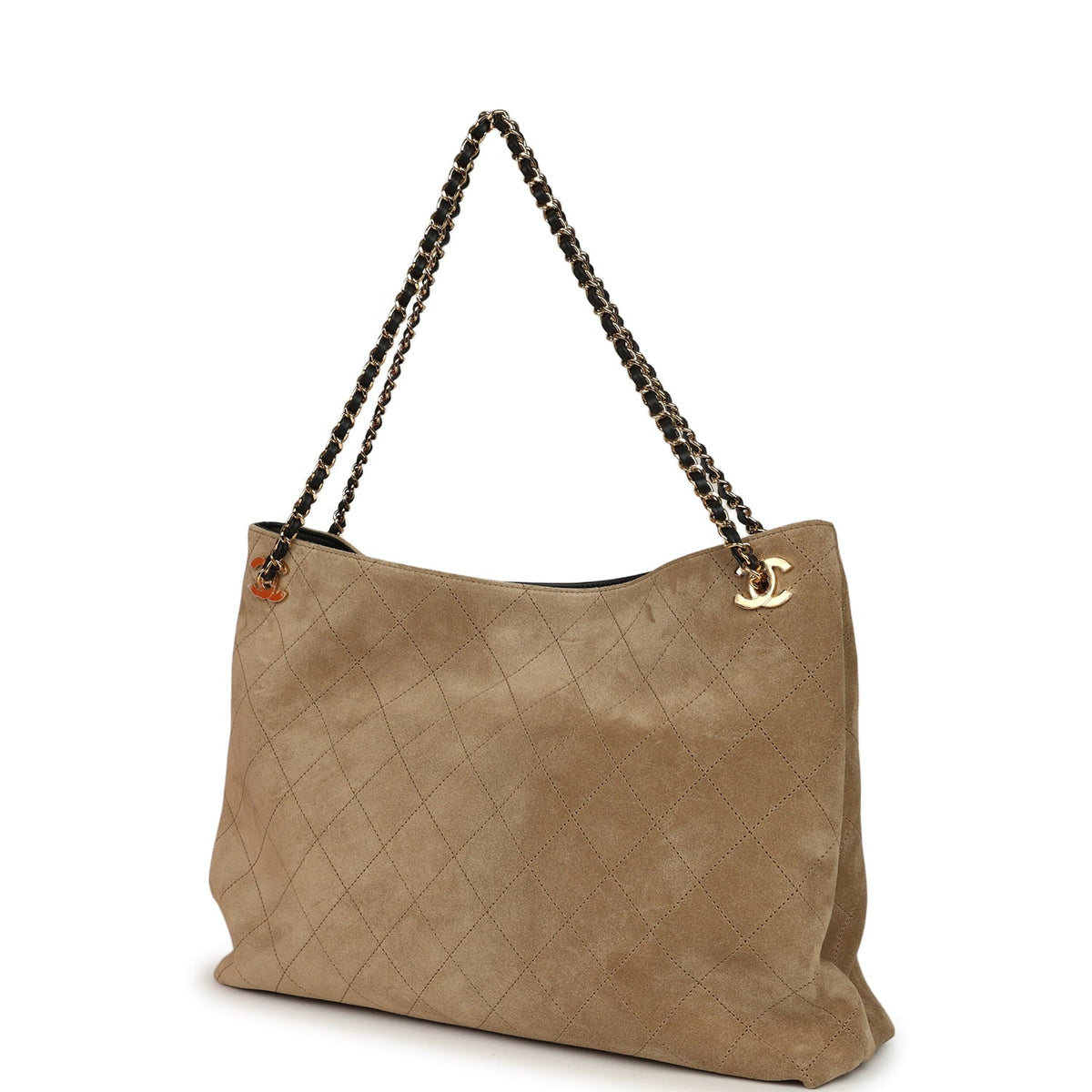 Chanel Large "Eyes on You" CC Shopping Bag Dark Beige Suede Gold Hardware