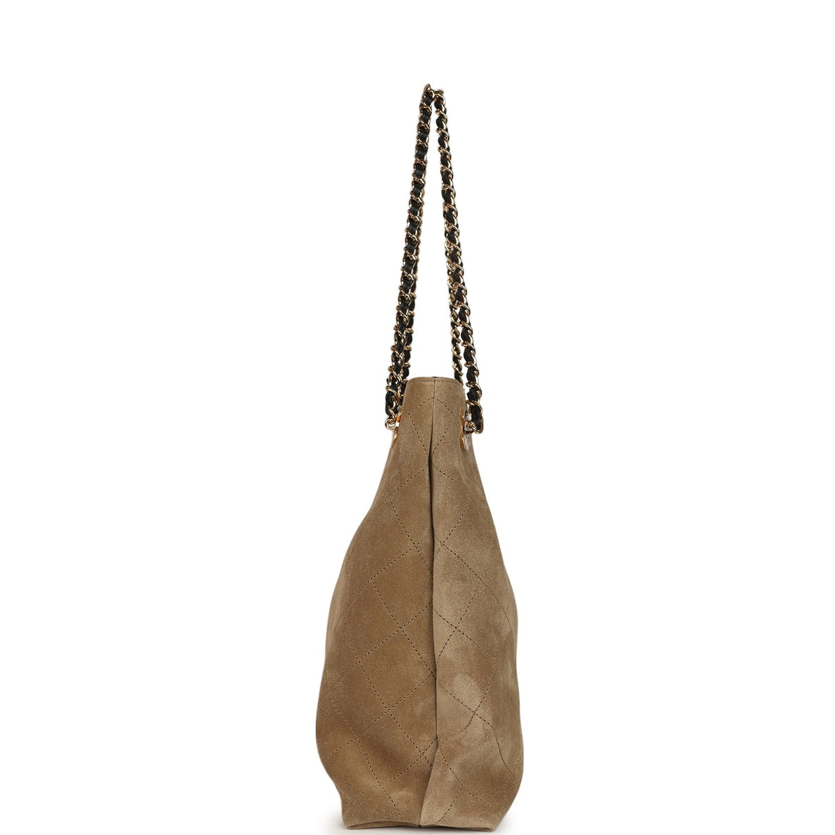 Chanel Large "Eyes on You" CC Shopping Bag Dark Beige Suede Gold Hardware