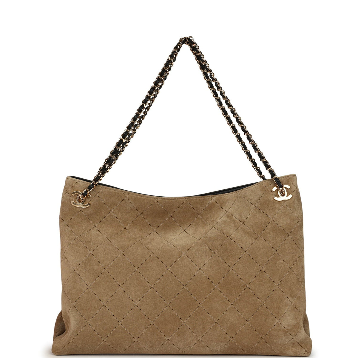 Chanel Large "Eyes on You" CC Shopping Bag Dark Beige Suede Gold Hardware