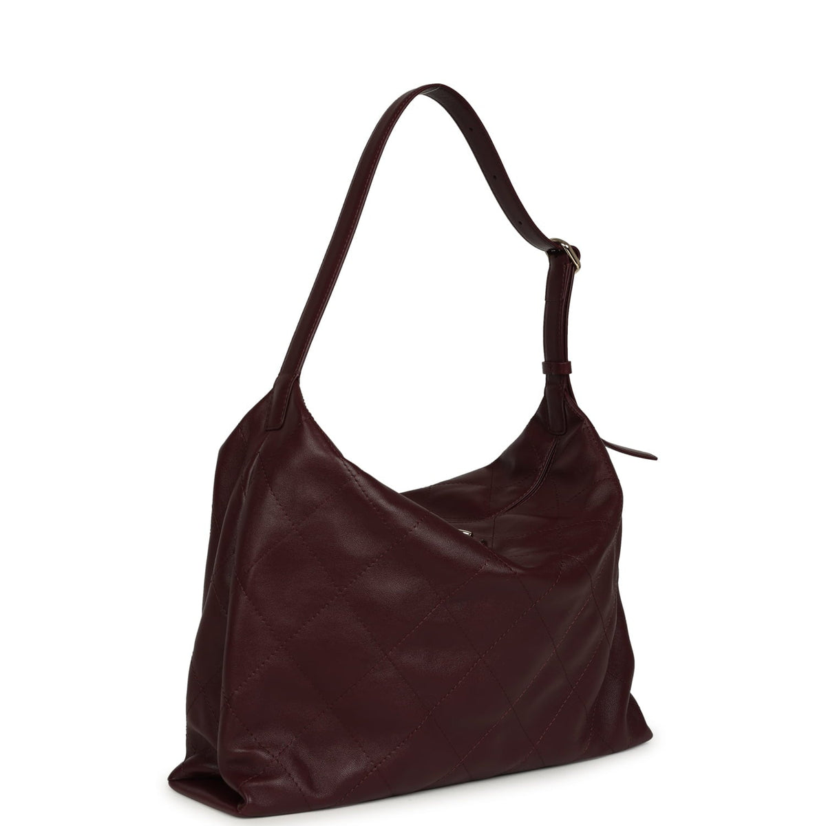 Chanel Maxi Hobo Shoulder Bag Dark Burgundy Lambskin Light Gold Hardware