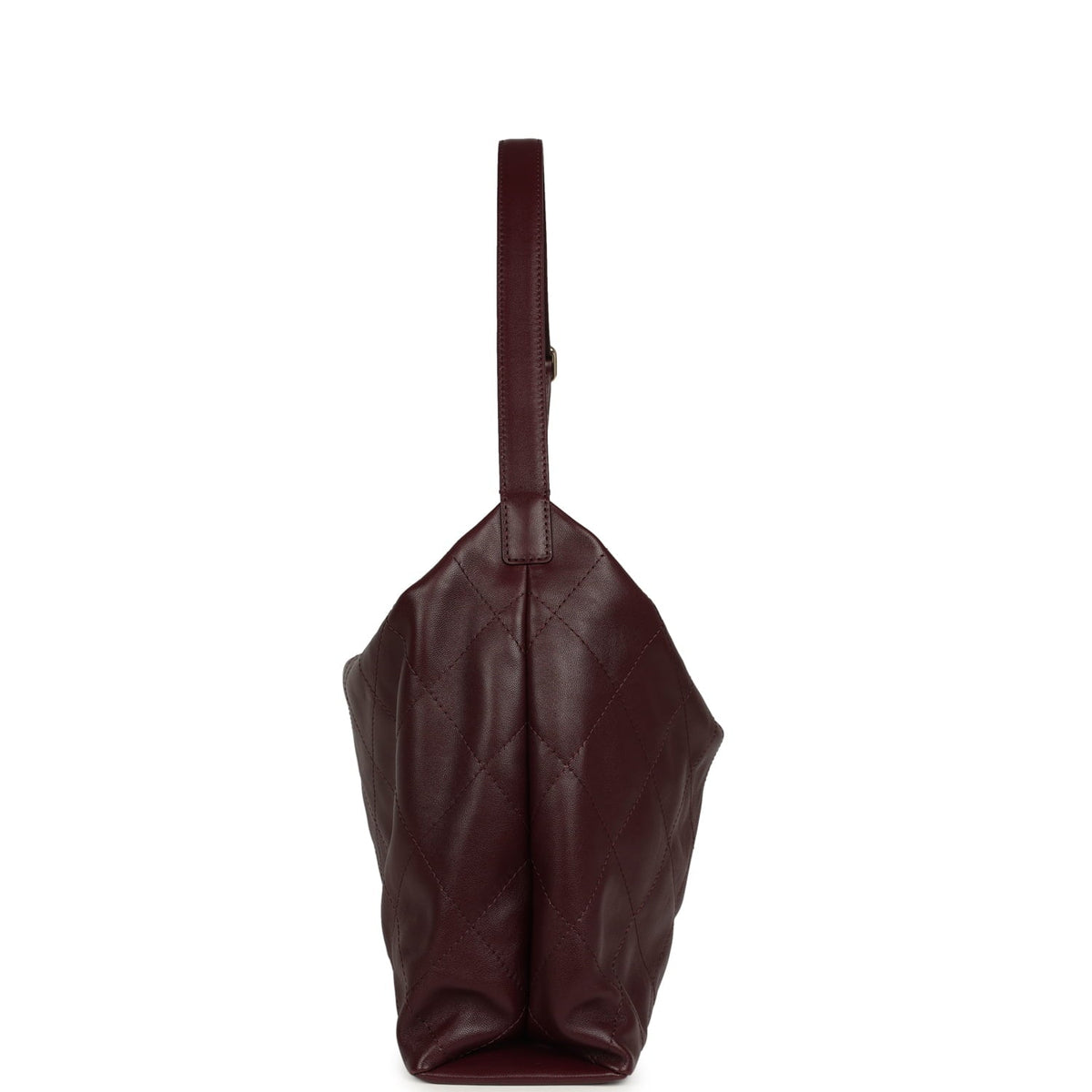 Chanel Maxi Hobo Shoulder Bag Dark Burgundy Lambskin Light Gold Hardware