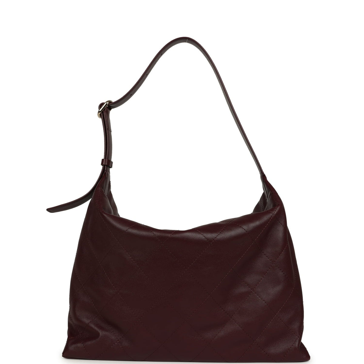 Chanel Maxi Hobo Shoulder Bag Dark Burgundy Lambskin Light Gold Hardware