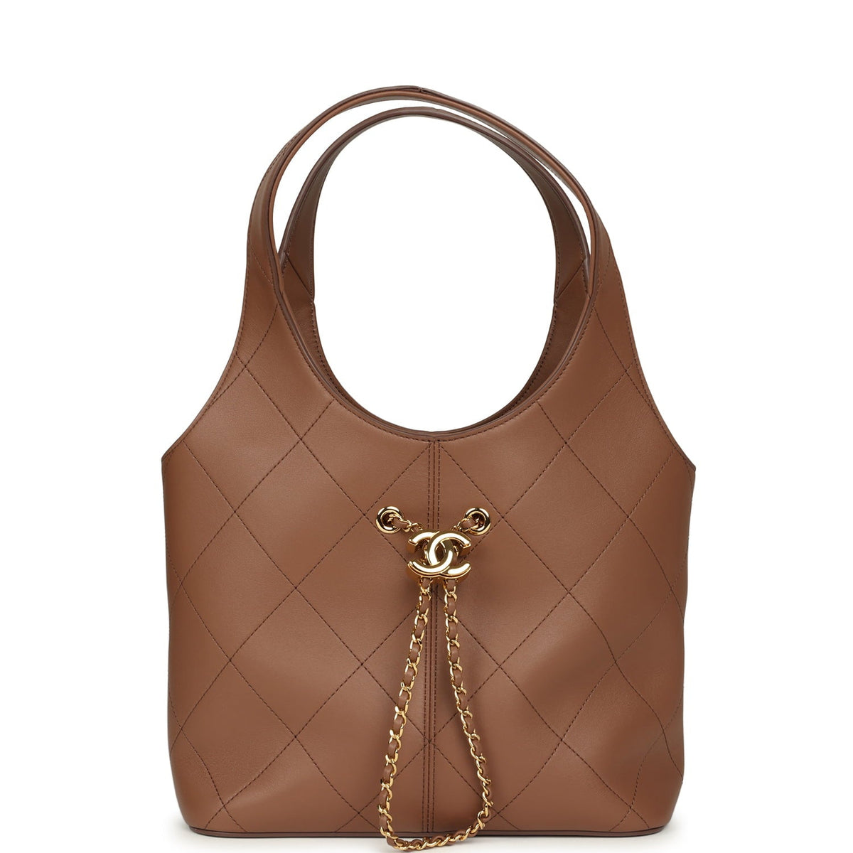 Chanel Daily Trendy Shopping Bag Brown Calfskin Gold Hardware