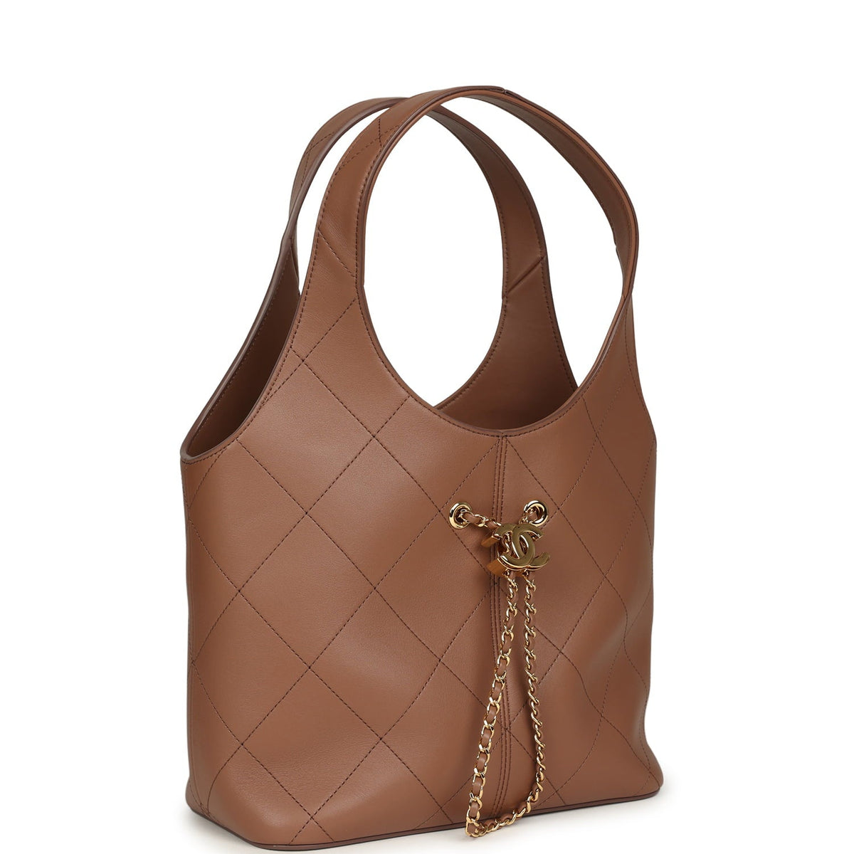 Chanel Daily Trendy Shopping Bag Brown Calfskin Gold Hardware