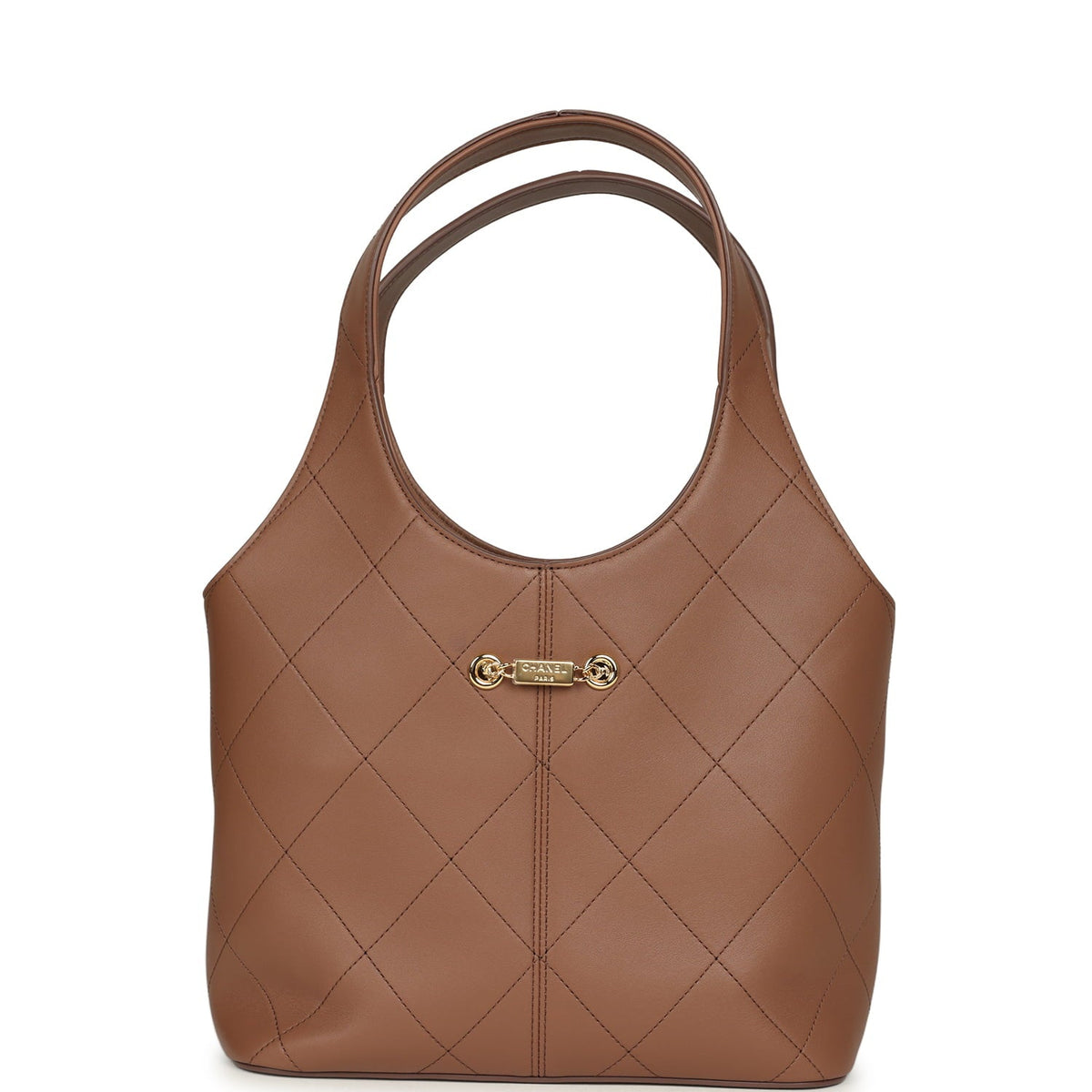 Chanel Daily Trendy Shopping Bag Brown Calfskin Gold Hardware