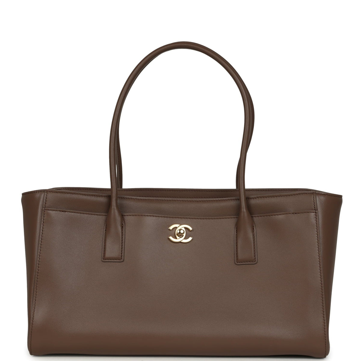 Chanel Small Cerf Shopping Bag Brown Calfskin Gold Hardware