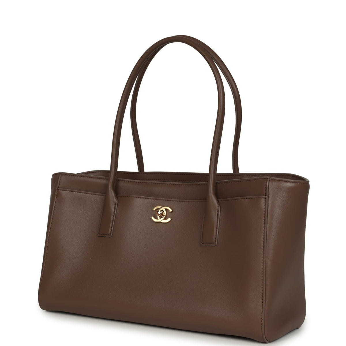 Chanel Small Cerf Shopping Bag Brown Calfskin Gold Hardware