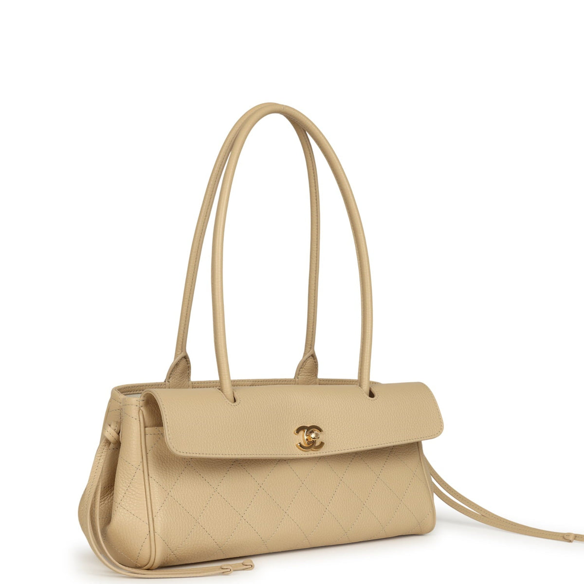 Chanel Small "Urban Essential" East West Shopping Tote Light Beige Caviar Gold Hardware