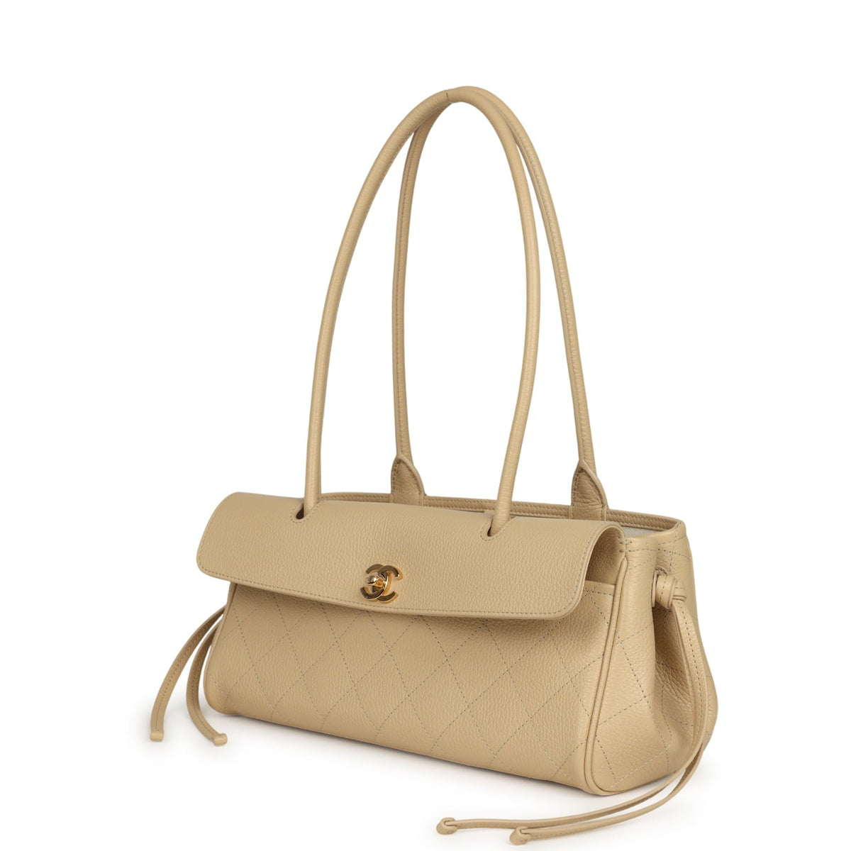 Chanel Small "Urban Essential" East West Shopping Tote Light Beige Caviar Gold Hardware