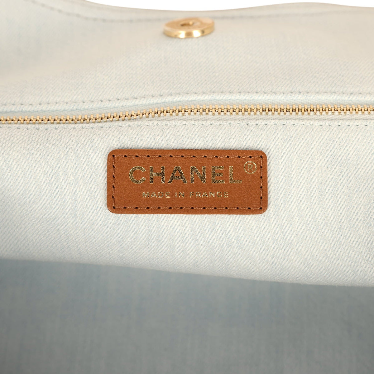 Chanel Maxi Coco Beach Cambon Hobo Bag Blue Denim and Brown Calfskin Brushed Gold Hardware