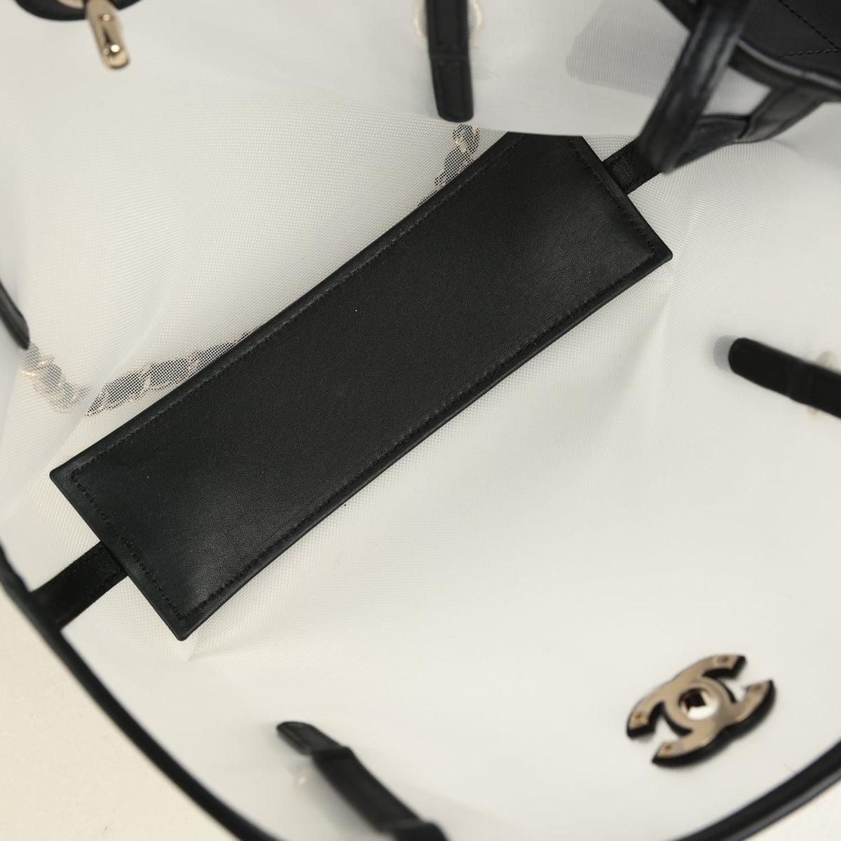 Chanel Small Coco Beach Shopping Bag Transparent Mesh and Black Calfskin Light Gold Hardware