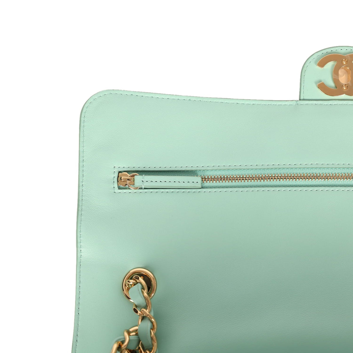 Chanel Maxi "Souplissimo" Small Flap Bag Green Beige Suede Gold Hardware