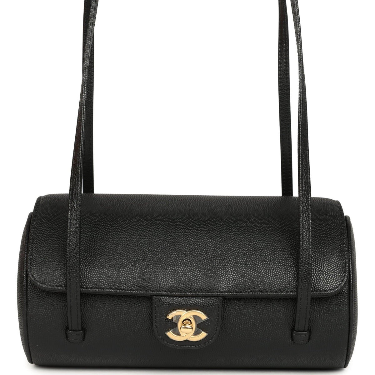 Chanel Preppy Coco Bowling Bag Black Shiny Caviar Brushed Gold Hardware