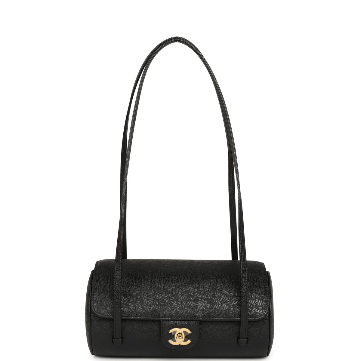 Chanel Preppy Coco Bowling Bag Black Shiny Caviar Brushed Gold Hardware