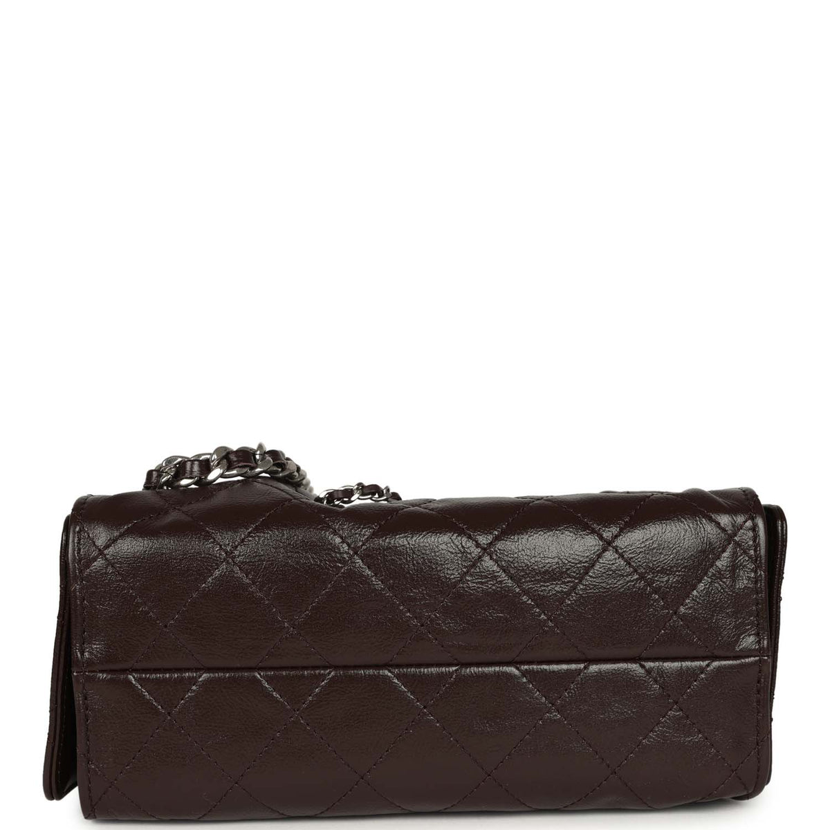 Chanel Mini 25 Hobo Bag Dark Brown Shiny Crumpled Calfskin Silver Hardware