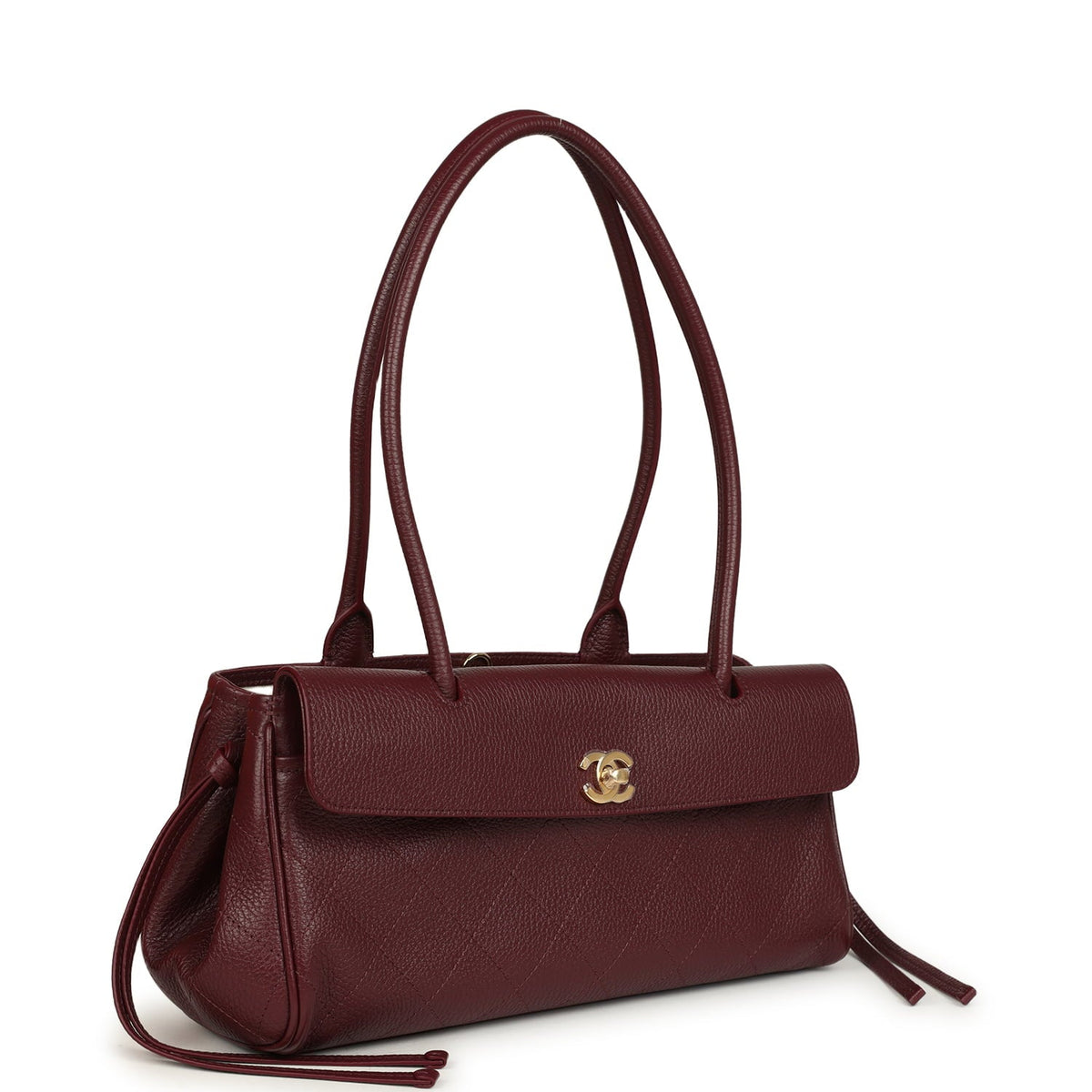 Chanel Small "Urban Essential" East West Shopping Tote Dark Burgundy Caviar Gold Hardware