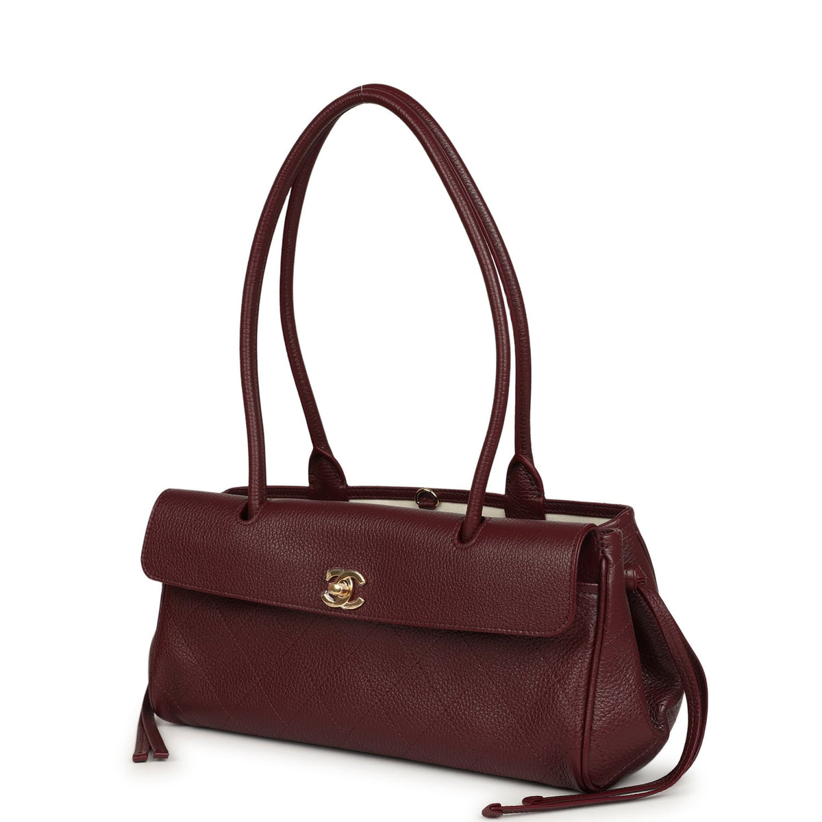 Chanel Small "Urban Essential" East West Shopping Tote Dark Burgundy Caviar Gold Hardware