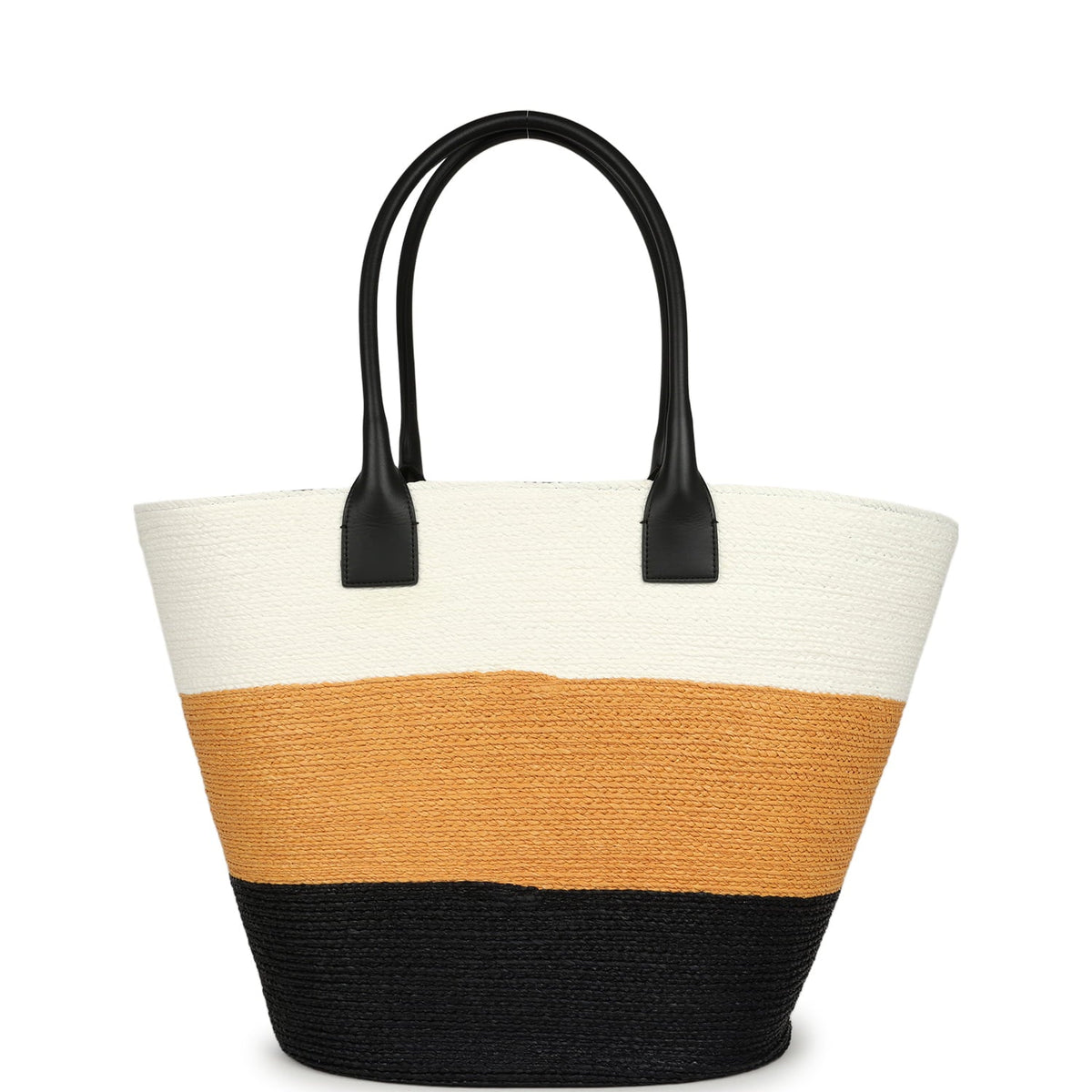 Chanel Maxi Coco Beach Small Shopping Bag White, Dark Beige, Black Raffia and Calfskin