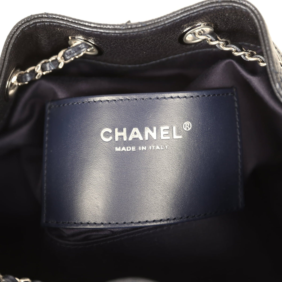 Chanel Mini 25 Hobo Bag Dark Blue Metallic Caviar Silver Hardware