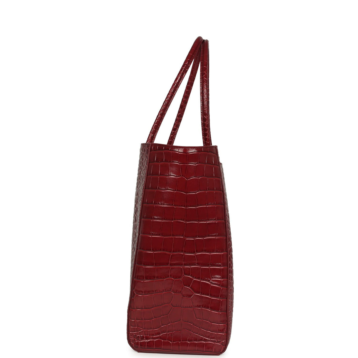 Chanel Large Cerf Shopping Bag Burgundy Crocodile Embossed Calfskin Gold Hardware
