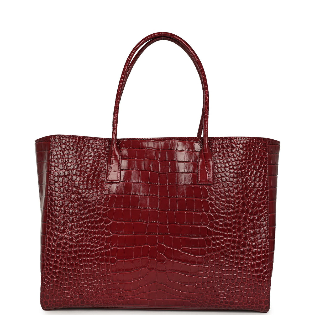 Chanel Large Cerf Shopping Bag Burgundy Crocodile Embossed Calfskin Gold Hardware