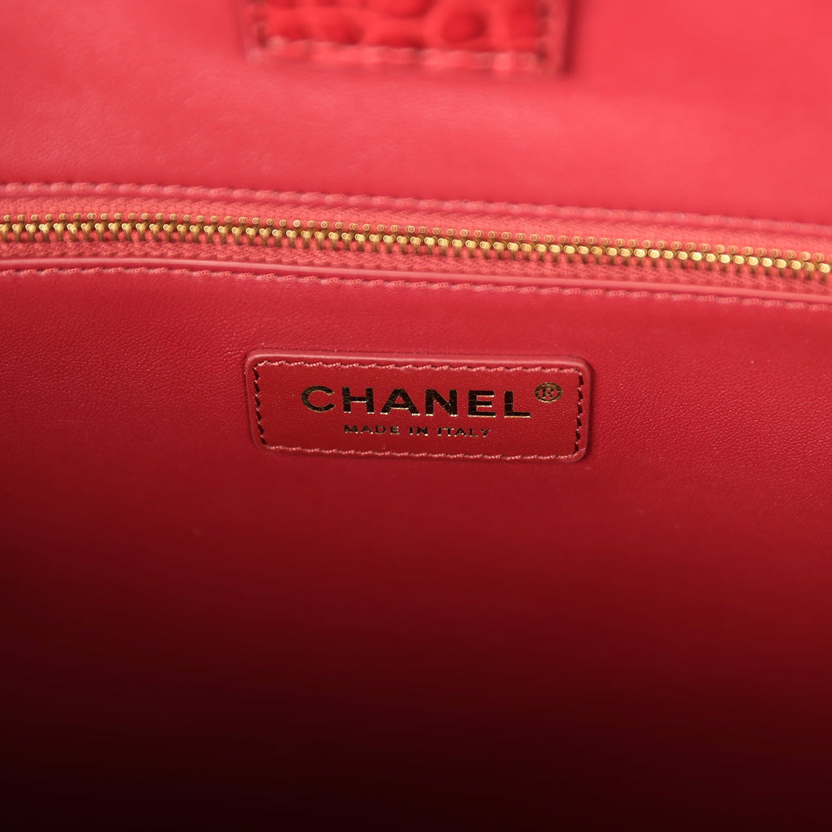 Chanel Large Cerf Shopping Bag Burgundy Crocodile Embossed Calfskin Gold Hardware
