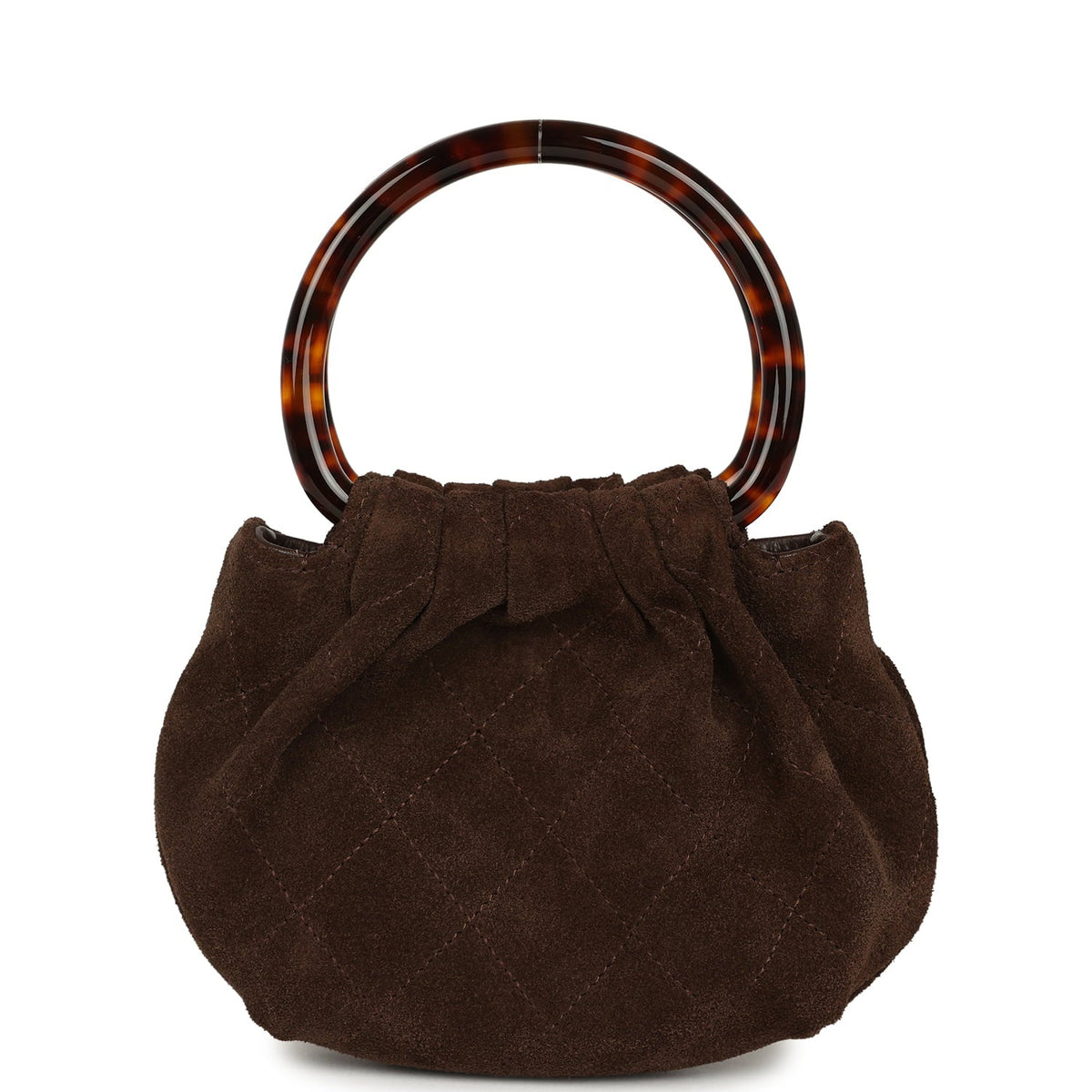 Chanel Mini Pouch Dark Brown Suede Tortoiseshell Hardware