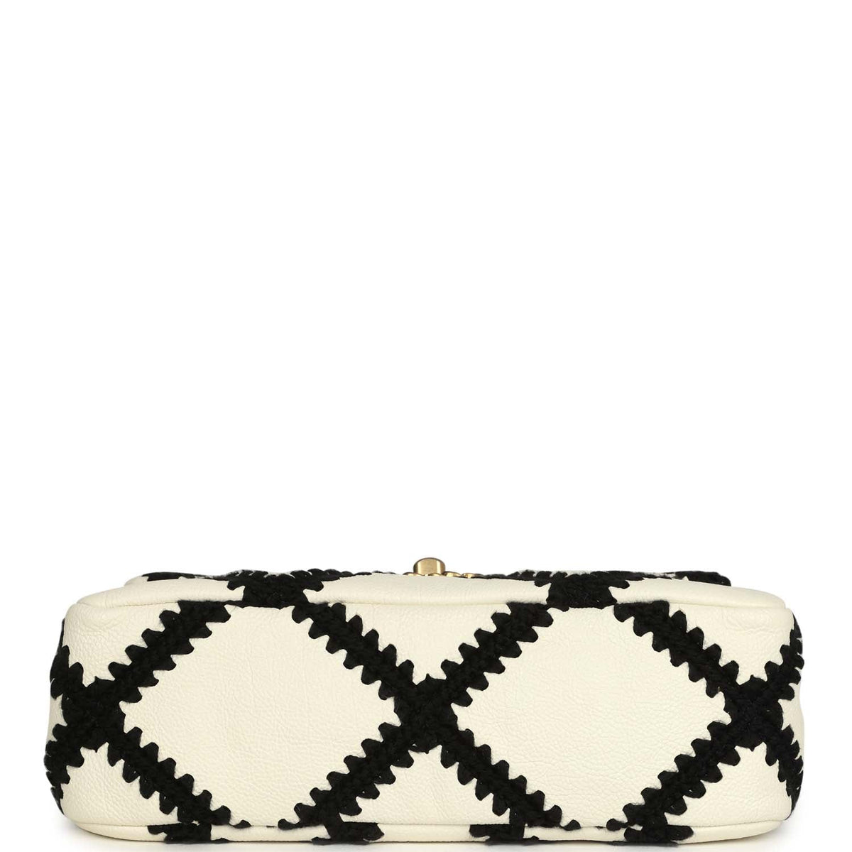 Chanel Medium 19 Flap Bag White Calfskin, Black Crochet Mixed Metal Hardware