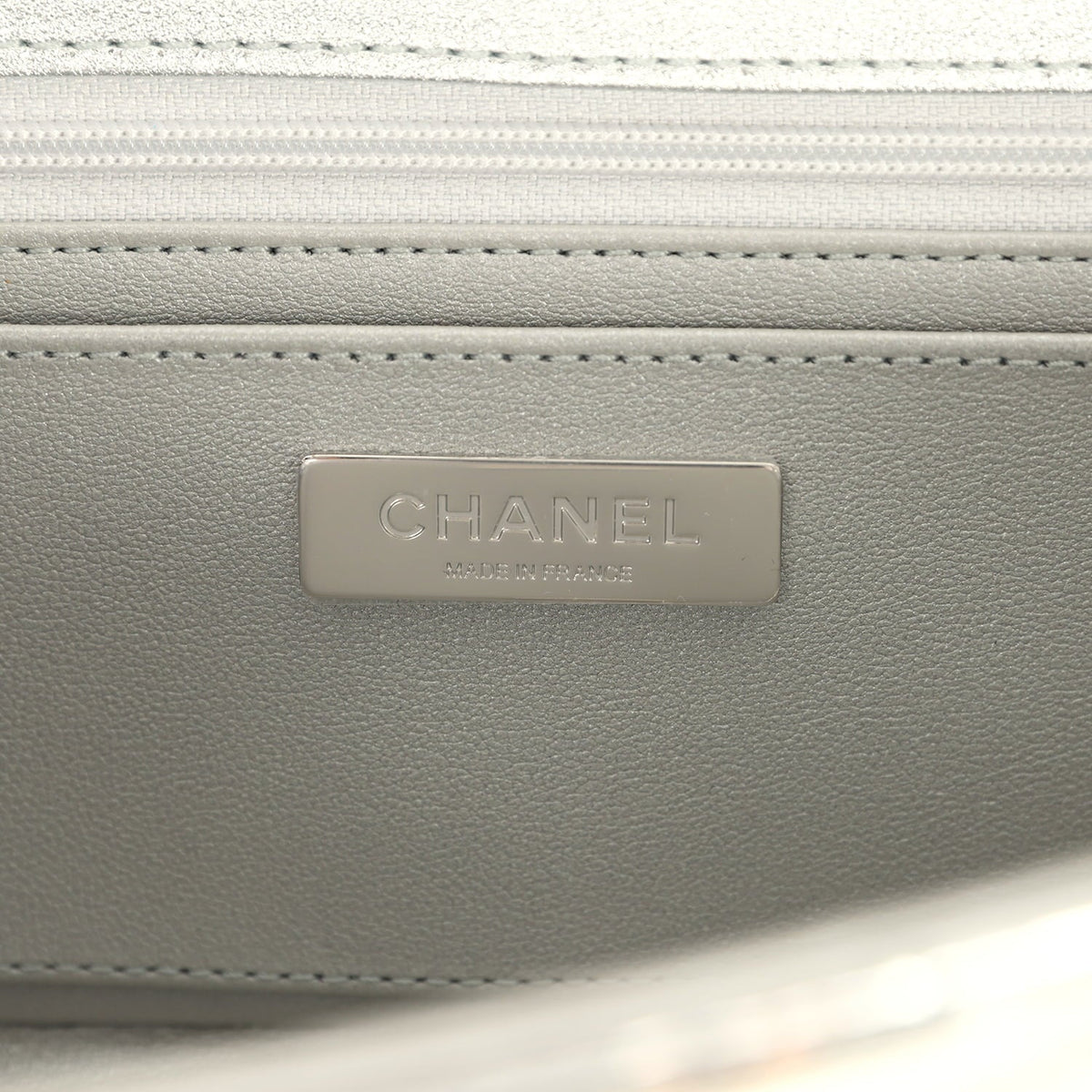 Chanel Large Top Handle Long Flap Bag with Chain Silver Mirror Calfskin Silver Hardware