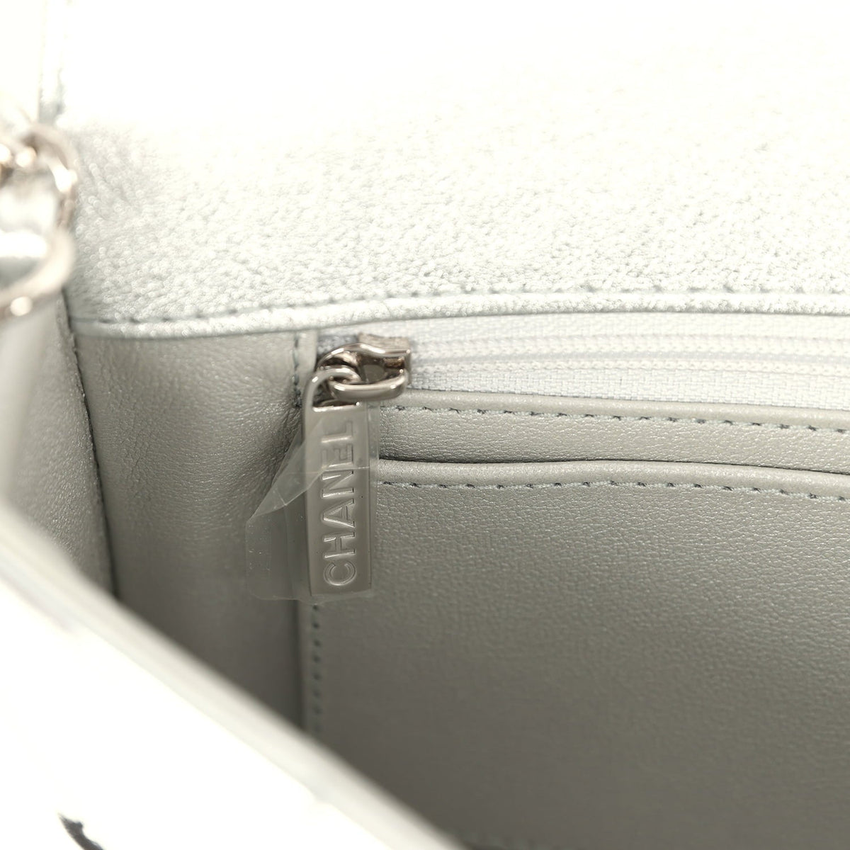 Chanel Large Top Handle Long Flap Bag with Chain Silver Mirror Calfskin Silver Hardware