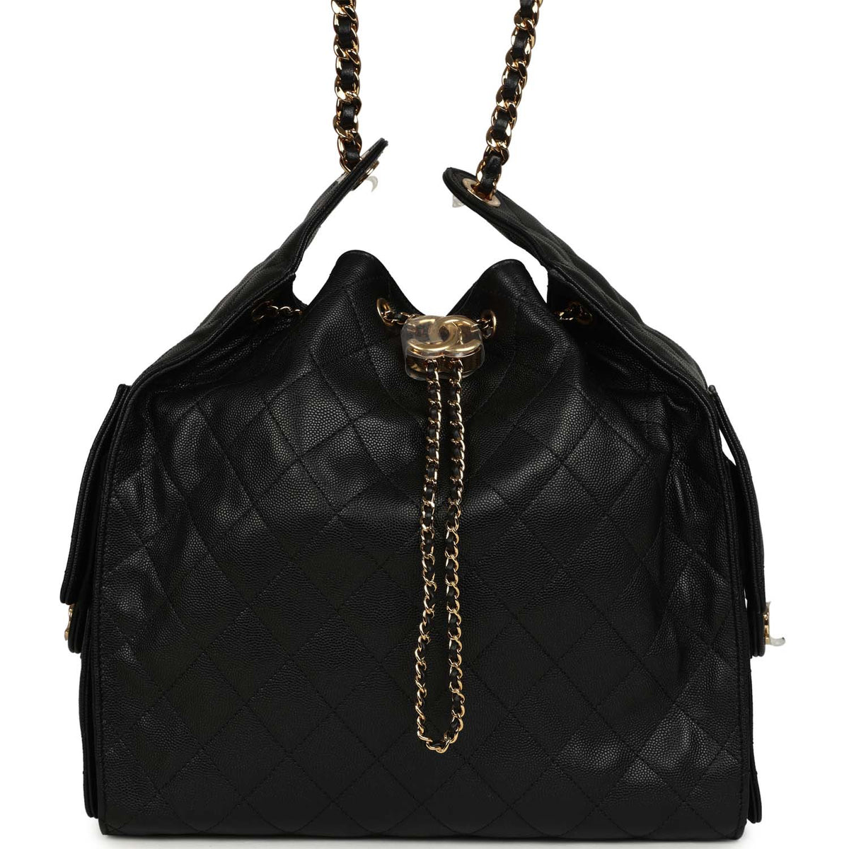 Chanel Medium 25 Hobo Bag Black Caviar Antique Gold Hardware