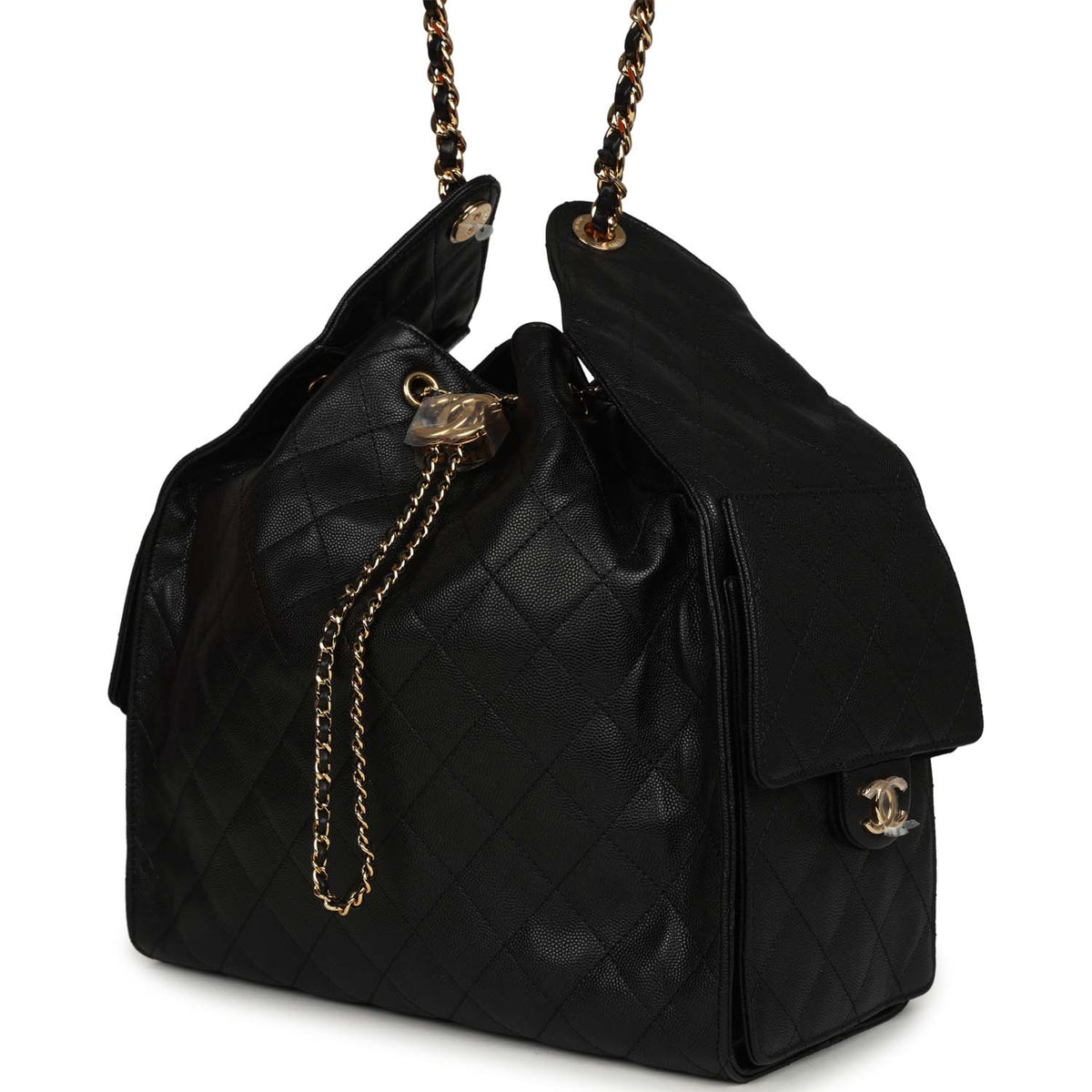 Chanel Medium 25 Hobo Bag Black Caviar Antique Gold Hardware