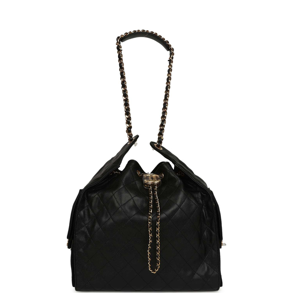 Chanel Medium 25 Hobo Bag Black Caviar Antique Gold Hardware