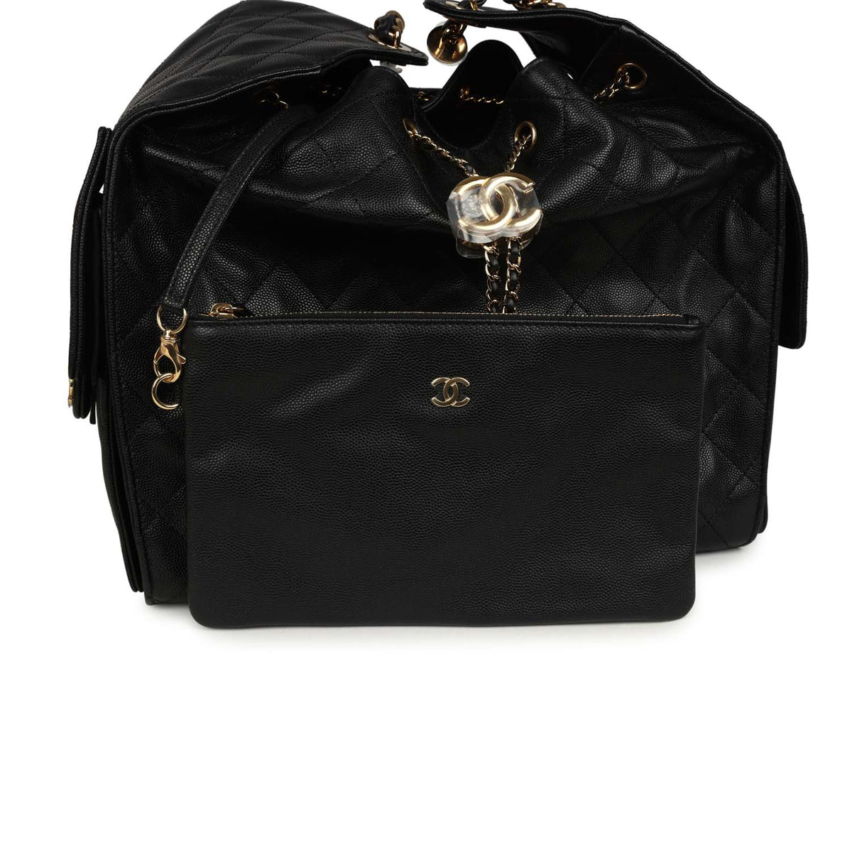 Chanel Medium 25 Hobo Bag Black Caviar Antique Gold Hardware