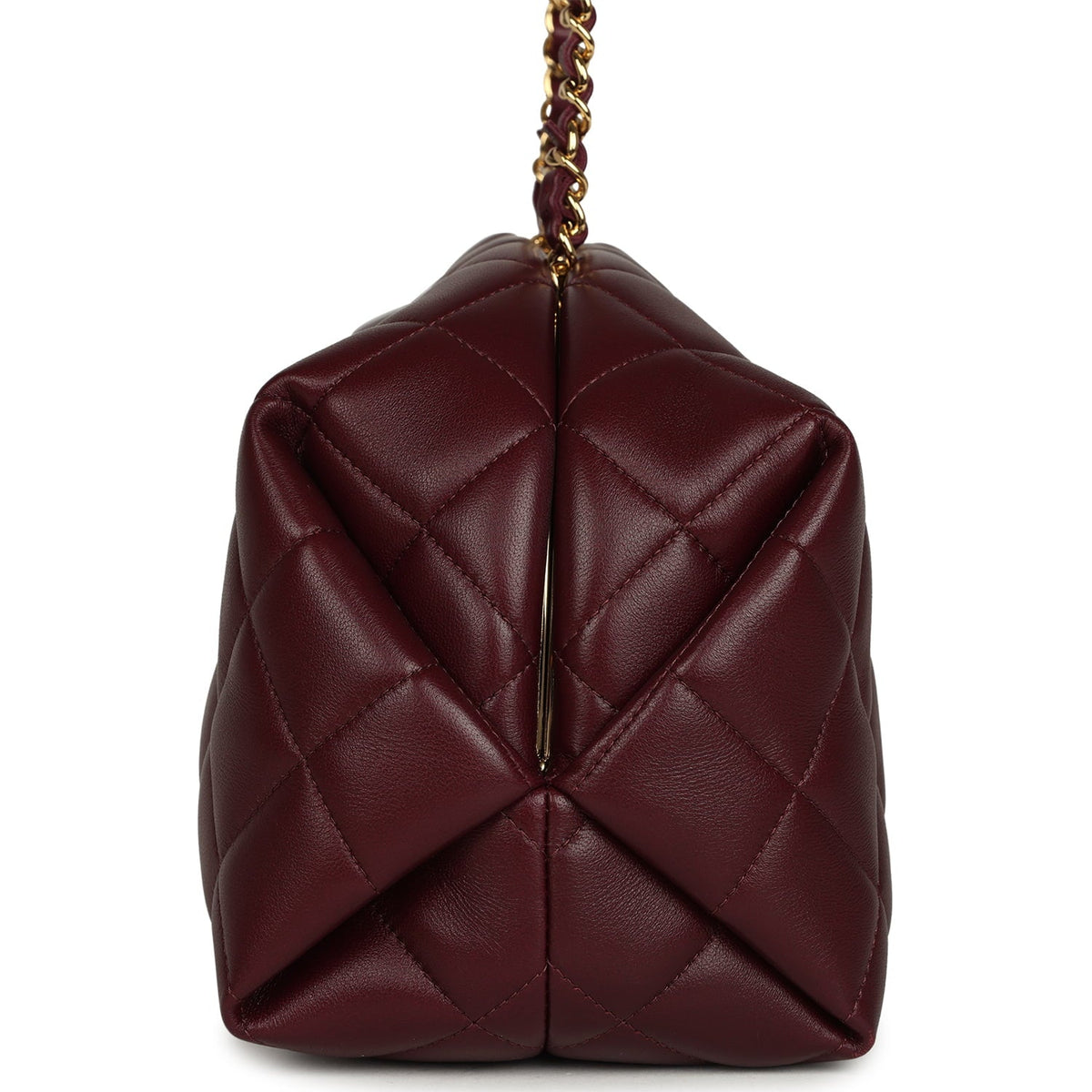 Chanel Large Quilted Clutch with Chain Dark Burgundy Lambskin Gold Hardware