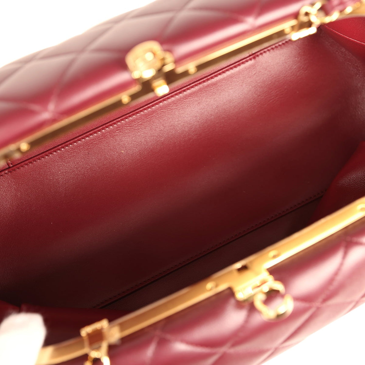 Chanel Large Quilted Clutch with Chain Dark Burgundy Lambskin Gold Hardware