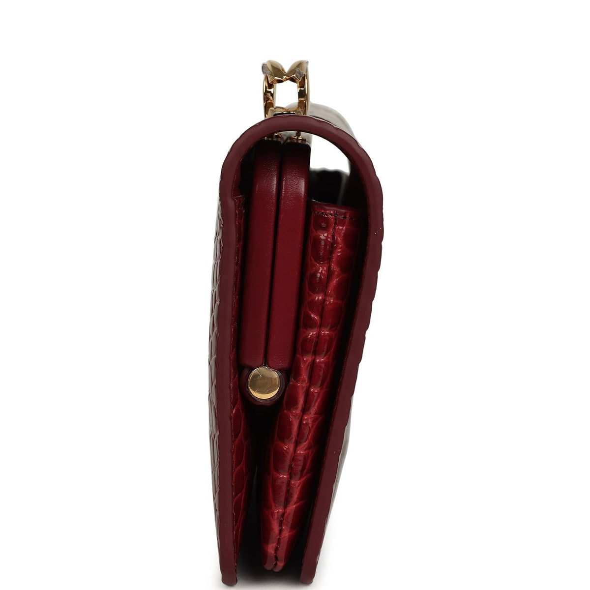 Chanel CC Clutch Burgundy Croc Embossed Calfskin Gold Hardware