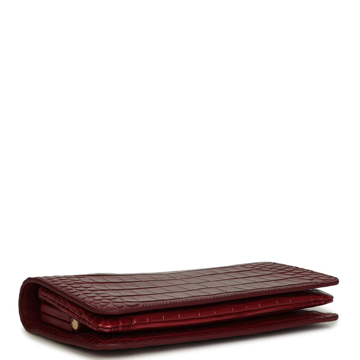Chanel CC Clutch Burgundy Croc Embossed Calfskin Gold Hardware
