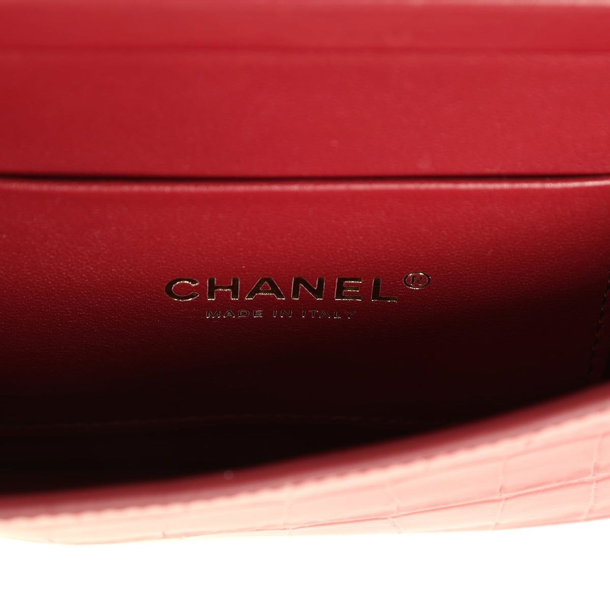 Chanel CC Clutch Burgundy Croc Embossed Calfskin Gold Hardware