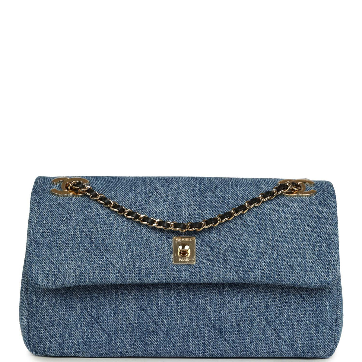Chanel Medium "Eyes on You" Flap Bag Blue Denim Gold Hardware