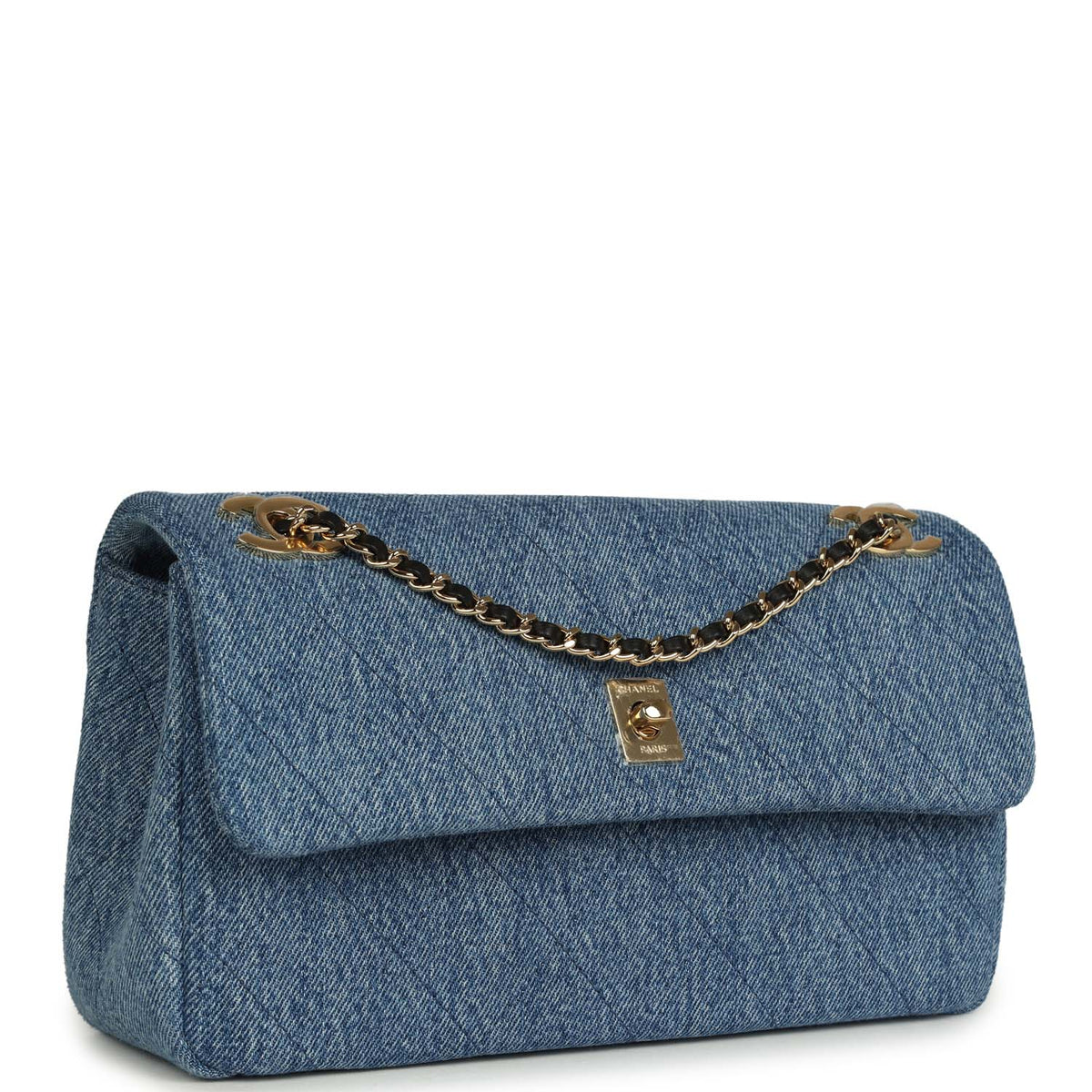 Chanel Medium "Eyes on You" Flap Bag Blue Denim Gold Hardware