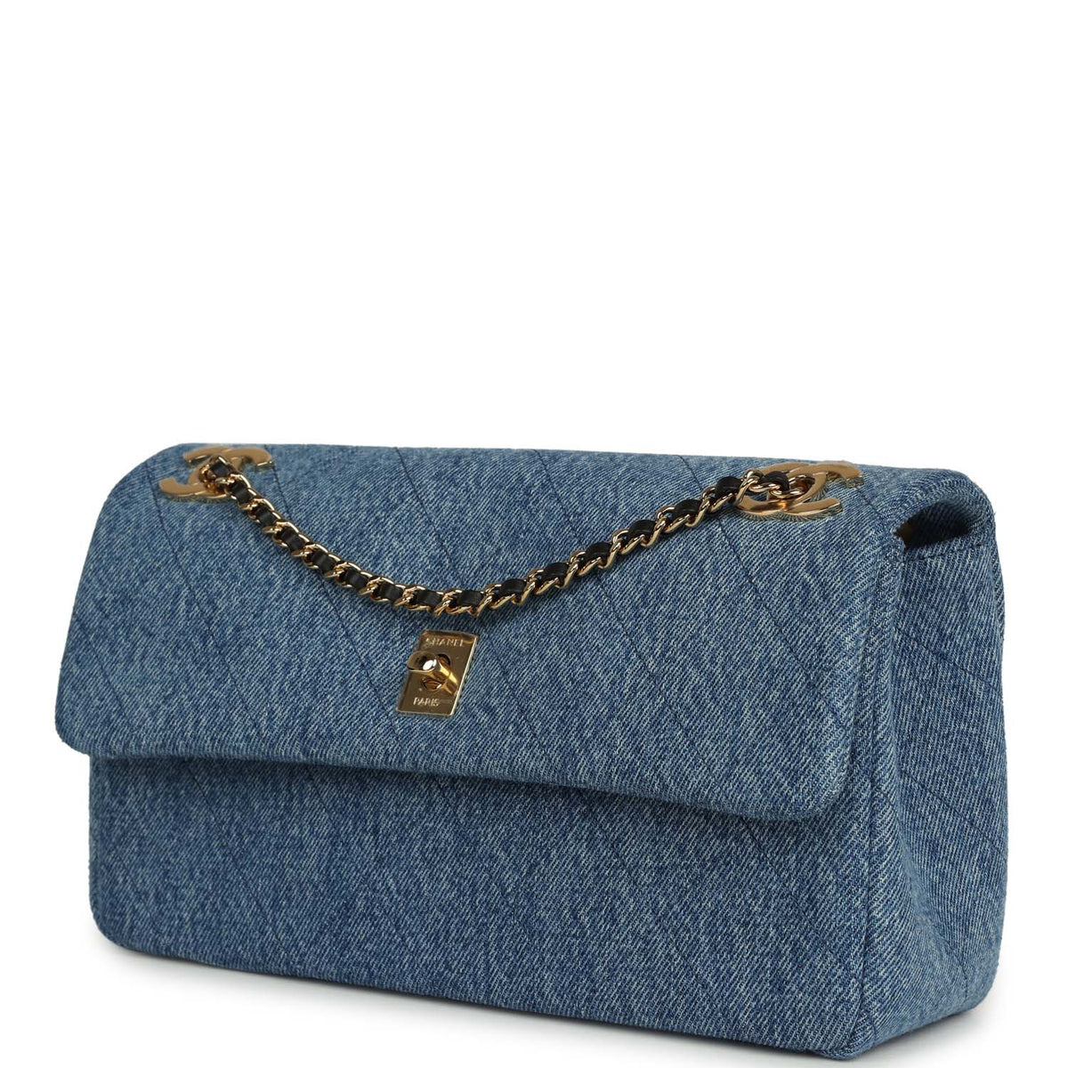 Chanel Medium "Eyes on You" Flap Bag Blue Denim Gold Hardware